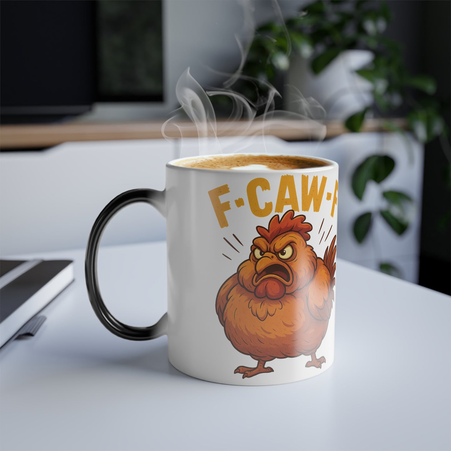 Angry Chicken “F-CAW-F” Color-Changing Mug – Heat Reveal Coffee Cup