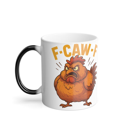 Angry Chicken “F-CAW-F” Color-Changing Mug – Heat Reveal Coffee Cup
