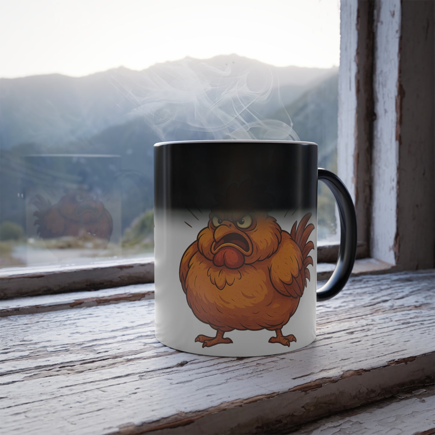 Angry Chicken “F-CAW-F” Color-Changing Mug – Heat Reveal Coffee Cup