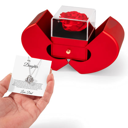 For My Daughter: Rose and Love knot Necklace Gift Set