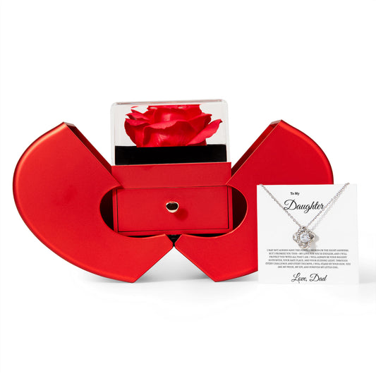 For My Daughter: Rose and Love knot Necklace Gift Set