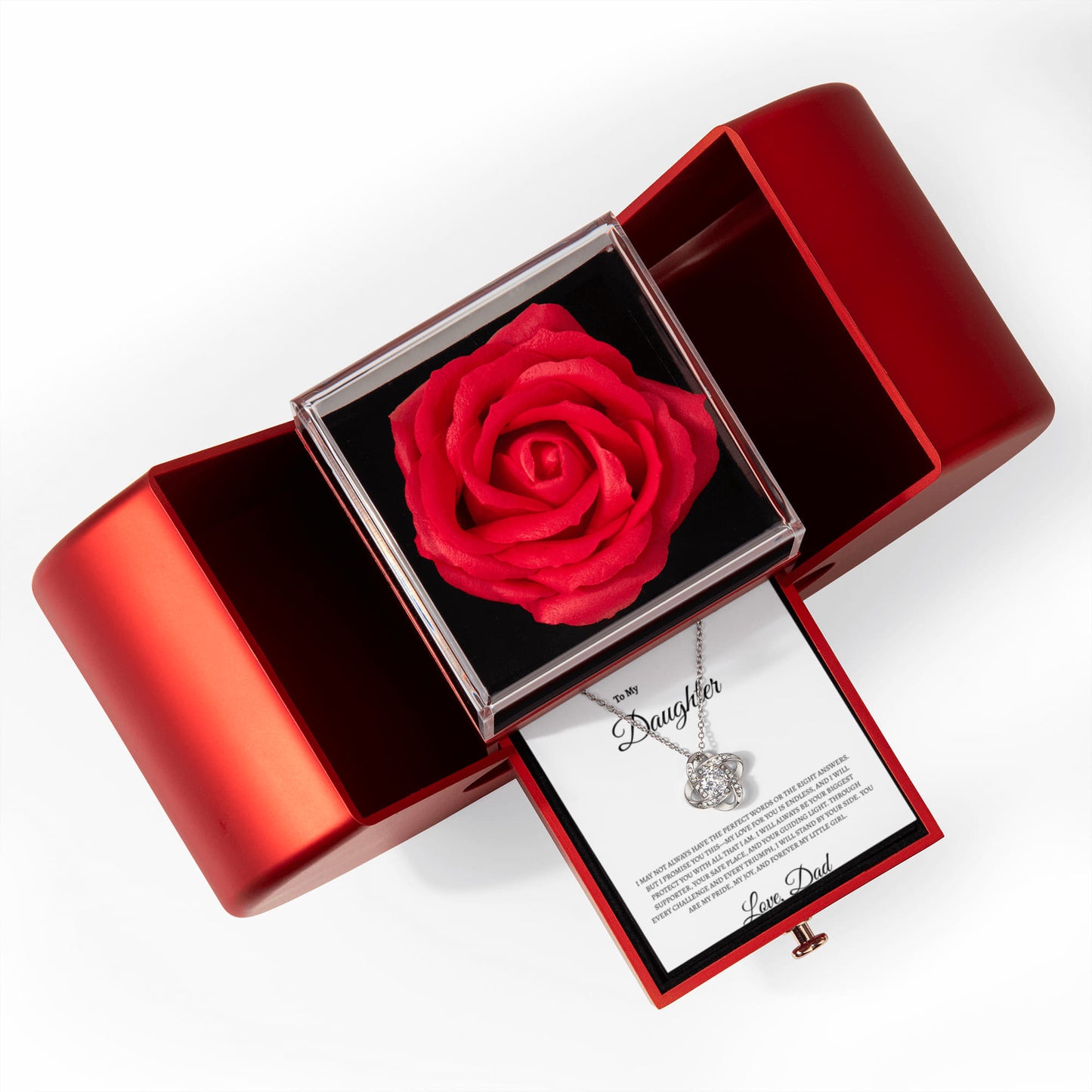 For My Daughter: Rose and Love knot Necklace Gift Set
