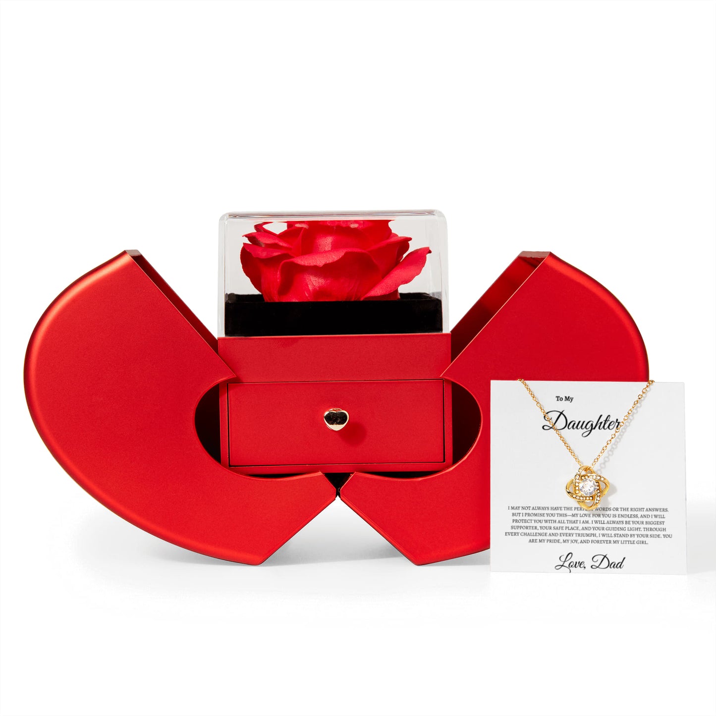 For My Daughter: Rose and Love knot Necklace Gift Set