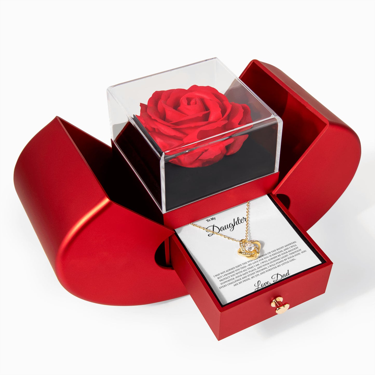 For My Daughter: Rose and Love knot Necklace Gift Set